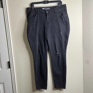 Old Navy Rockstar Black Wash Distressed‎ Jeans Women's Size 16 Regular